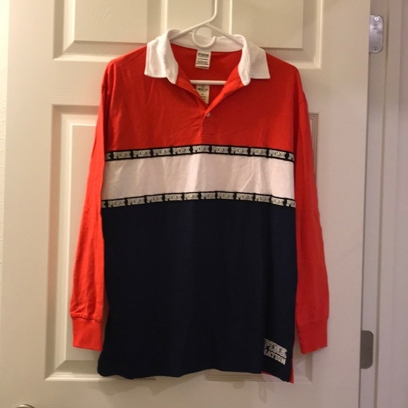 💯 % Cotton 💖 VS PINK Rugby Shirt - PINK Nation - Picture 1 of 6